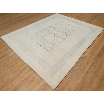 Modern and Contemporary Wool Hand Knotted Rug Ivory 8.1x10.0 -O091345