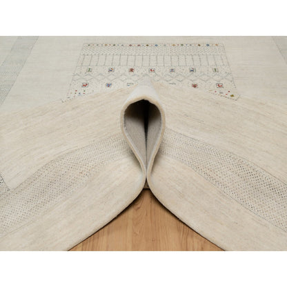 Modern and Contemporary Wool Hand Knotted Rug Ivory 8.1x10.0 -O091345