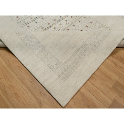 Modern and Contemporary Wool Hand Knotted Rug Ivory 8.1x10.0 -O091345