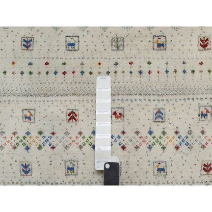 Modern and Contemporary Wool Hand Knotted Rug Ivory 8.1x10.0 -O091345