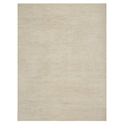 Modern and Contemporary Wool Hand Knotted Rug Ivory 8.10x11.8 -O091346
