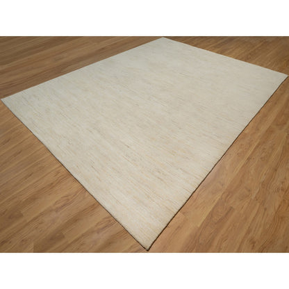 Modern and Contemporary Wool Hand Knotted Rug Ivory 8.10x11.8 -O091346