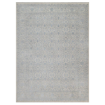 Fine Oriental Wool & Silk Hand Knotted Rug Ivory 8.11x12.1 -O091353