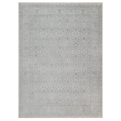 Fine Oriental Wool & Silk Hand Knotted Rug Ivory 8.11x12.1 -O091353
