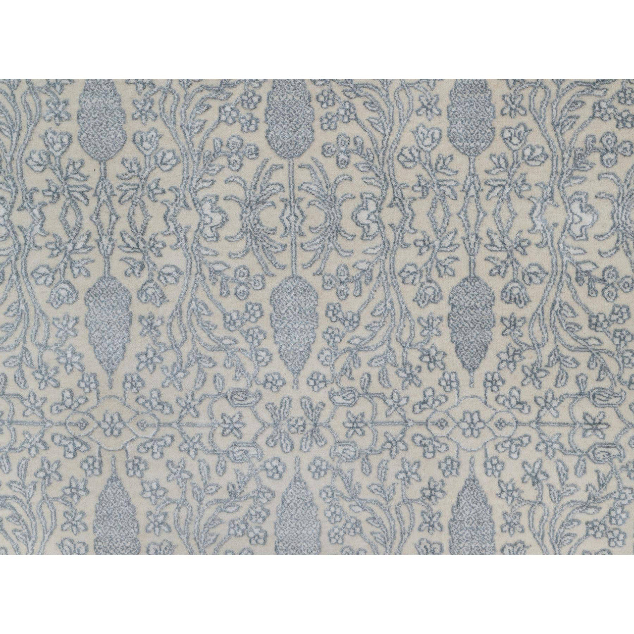 Ivory 8'11" x 12'1" Fine Oriental Hand knotted Wool/Silk Rug - Sku: O091353