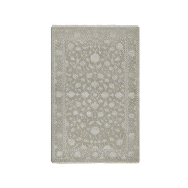 Fine Oriental Wool & Silk Hand Knotted Rug Grey 3.1x5.0 -O091354