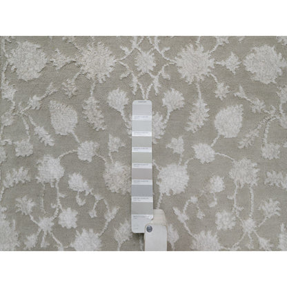 Fine Oriental Wool & Silk Hand Knotted Rug Grey 3.1x5.0 -O091354