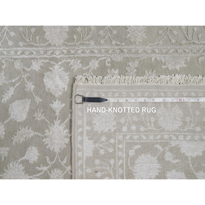 Fine Oriental Wool & Silk Hand Knotted Rug Grey 3.1x5.0 -O091354
