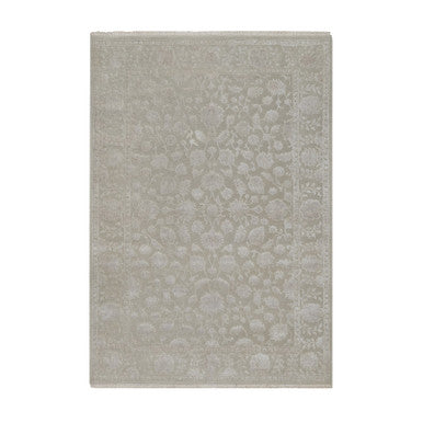 Fine Oriental Wool & Silk Hand Knotted Rug Grey 4.9x6.10 -O091356