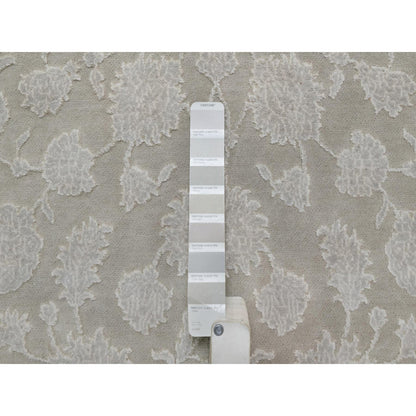 Fine Oriental Wool & Silk Hand Knotted Rug Grey 4.9x6.10 -O091356