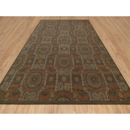 Mamluk Wool Hand Knotted Rug Brown 10.1x15.1 -O091363
