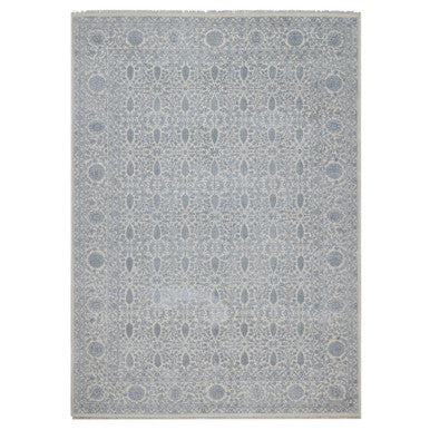 Fine Oriental Wool & Silk Hand Knotted Rug Ivory 8.8x12.1 -O091367