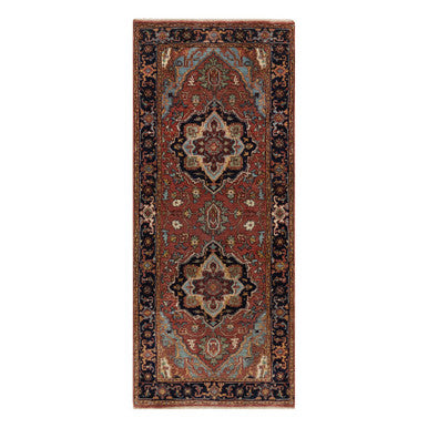 Heriz Wool Hand Knotted Rug Red 2.7x6.1 -O091370