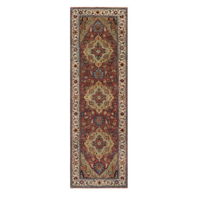 Heriz Wool Hand Knotted Rug Red 2.6x8.2 -O091372