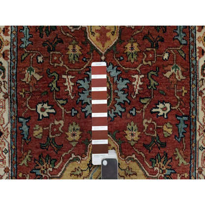 Heriz Wool Hand Knotted Rug Red 2.6x8.2 -O091372