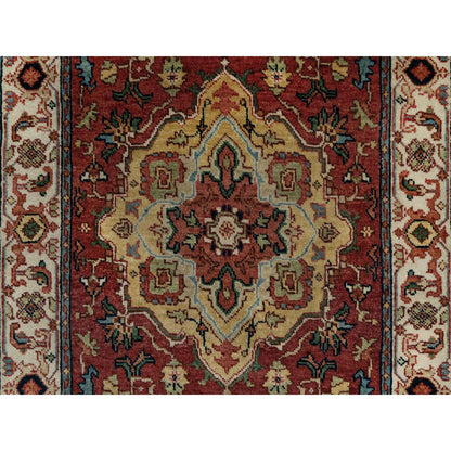 Heriz Wool Hand Knotted Rug Red 2.6x8.2 -O091372