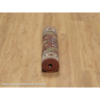Heriz Wool Hand Knotted Rug Red 2.6x8.2 -O091372