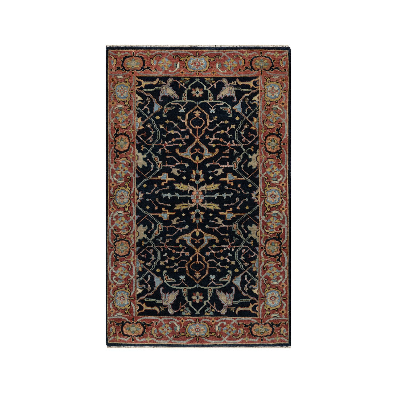 Heriz Wool Hand Knotted Rug Blue 3.3x5.3 -O091373