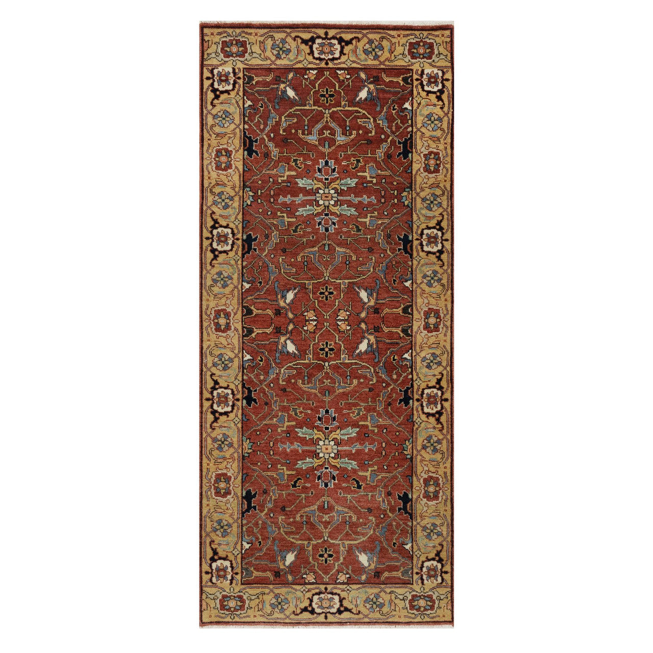 Heriz Wool Hand Knotted Rug Red 2.6x6.1 -O091374
