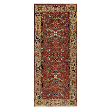 Heriz Wool Hand Knotted Rug Red 2.6x6.1 -O091374
