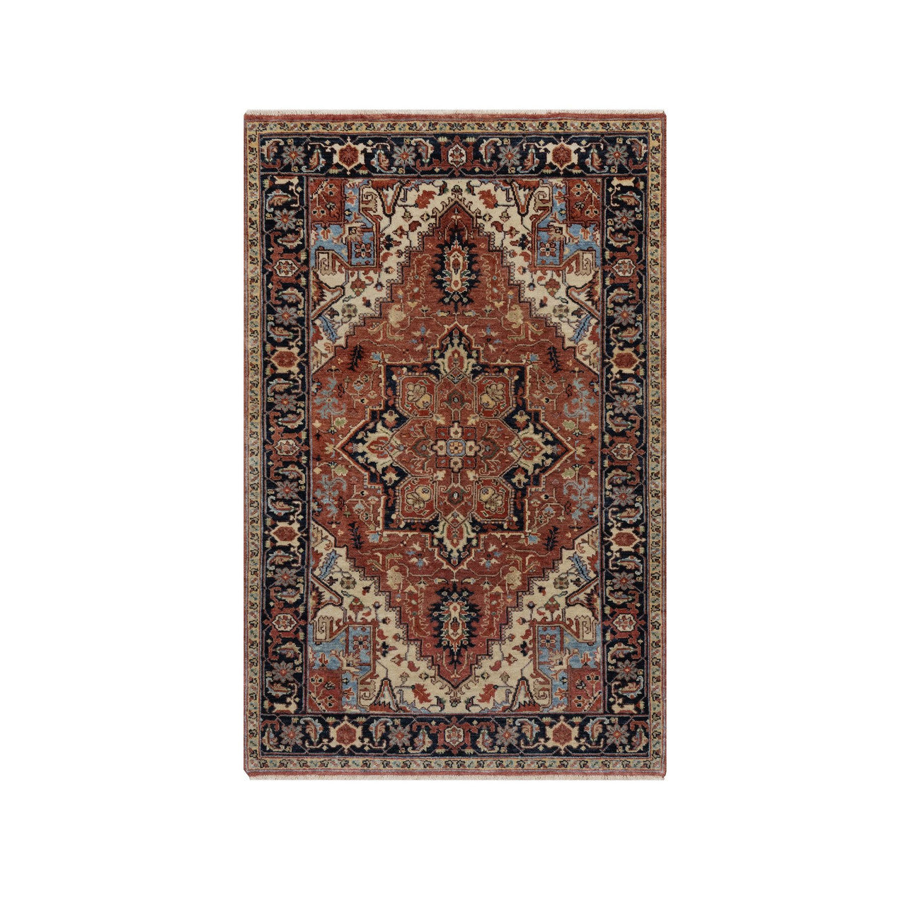 Heriz Wool Hand Knotted Rug Red 3.2x5.2 -O091376