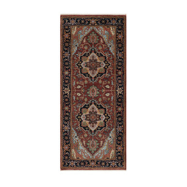 Heriz Wool Hand Knotted Rug Red 2.8x6.2 -O091377