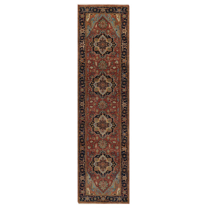 Heriz Wool Hand Knotted Rug Red 2.7x10.0 -O091379