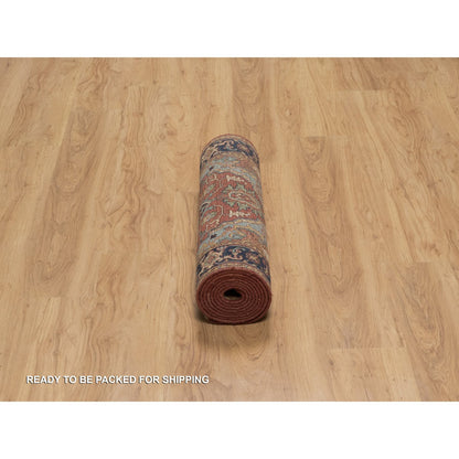 Heriz Wool Hand Knotted Rug Red 2.7x10.0 -O091379
