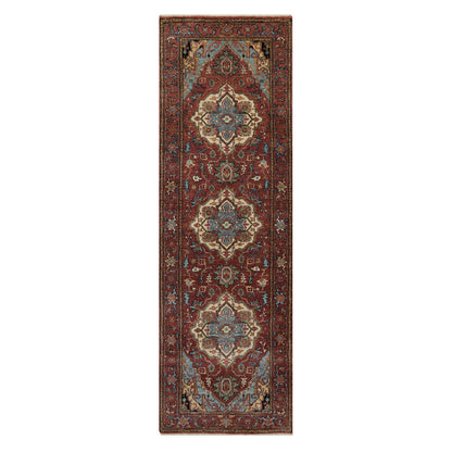 Heriz Wool Hand Knotted Rug Red 2.7x8.2 -O091380
