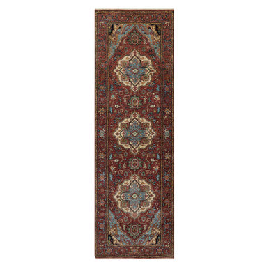 Heriz Wool Hand Knotted Rug Red 2.7x8.2 -O091380