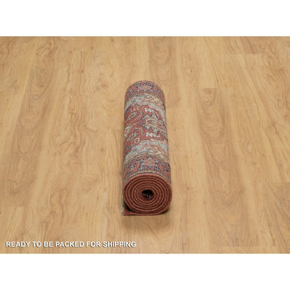 Heriz Wool Hand Knotted Rug Red 2.7x8.2 -O091380