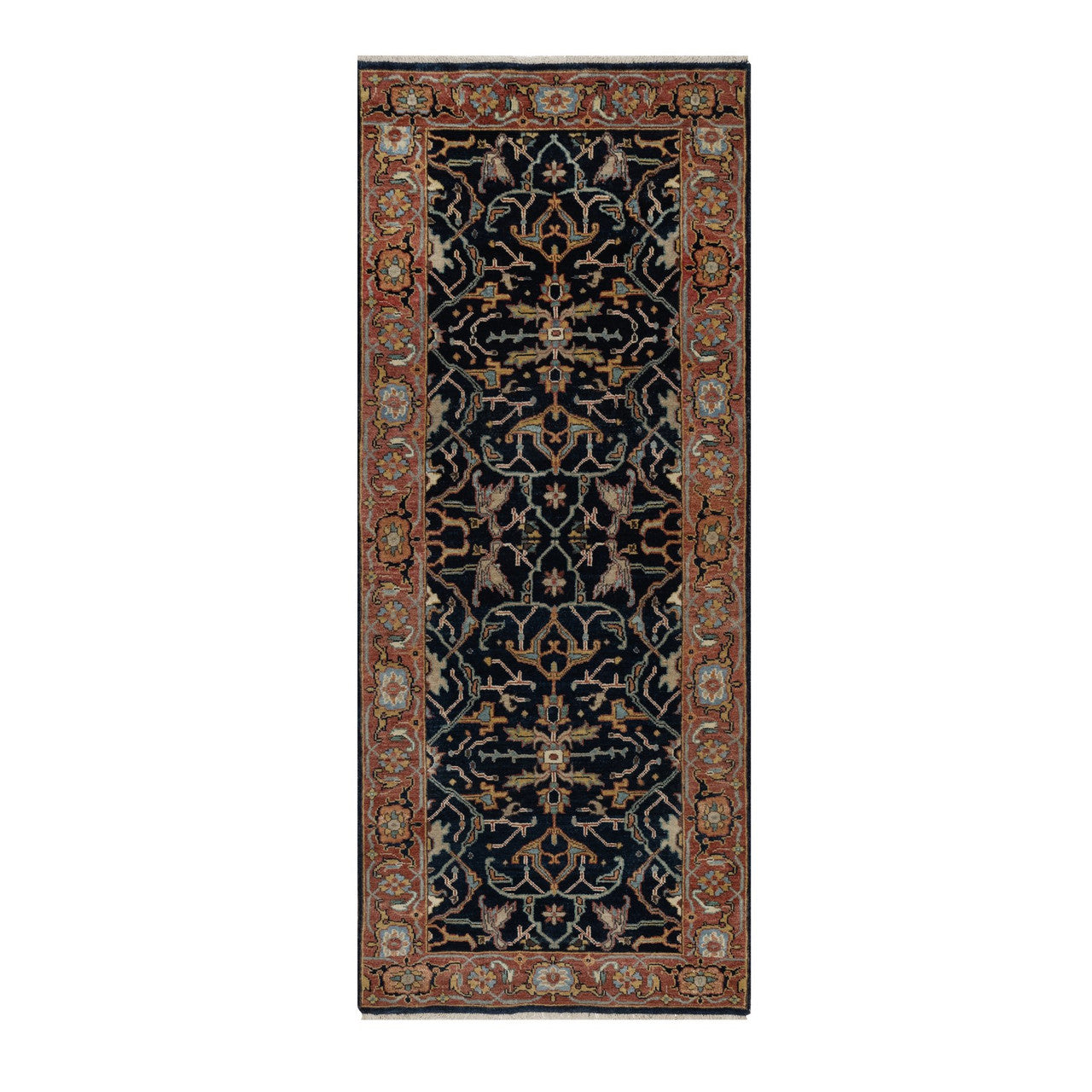 Heriz Wool Hand Knotted Rug Blue 2.6x6.2 -O091381