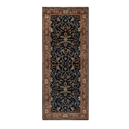 Heriz Wool Hand Knotted Rug Blue 2.6x6.2 -O091381