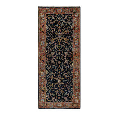 Heriz Wool Hand Knotted Rug Blue 2.6x6.2 -O091381