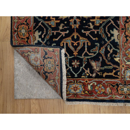Heriz Wool Hand Knotted Rug Blue 2.6x6.2 -O091381