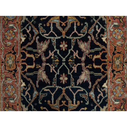 Heriz Wool Hand Knotted Rug Blue 2.6x6.2 -O091381