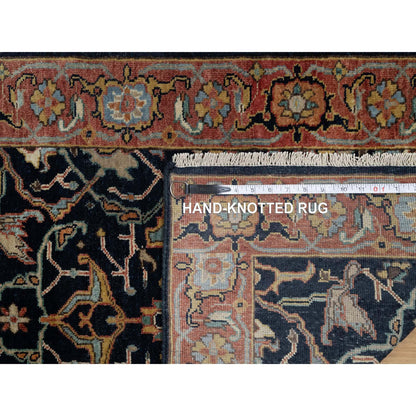 Heriz Wool Hand Knotted Rug Blue 2.6x6.2 -O091381