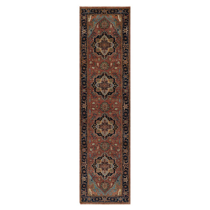 Heriz Wool Hand Knotted Rug Red 2.7x10.1 -O091382