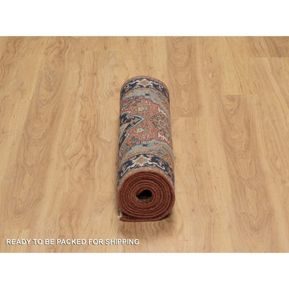 Heriz Wool Hand Knotted Rug Red 2.7x10.1 -O091382