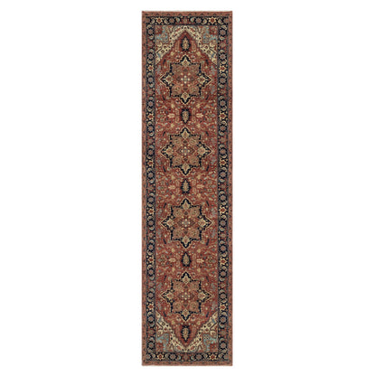Heriz Wool Hand Knotted Rug Red 2.7x10.2 -O091383