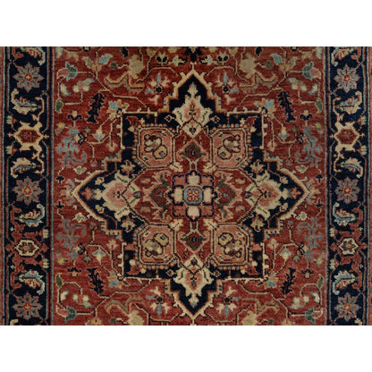 Heriz Wool Hand Knotted Rug Red 2.7x10.2 -O091383