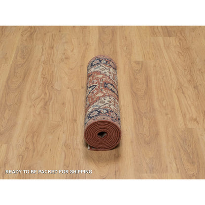 Heriz Wool Hand Knotted Rug Red 2.7x10.2 -O091383