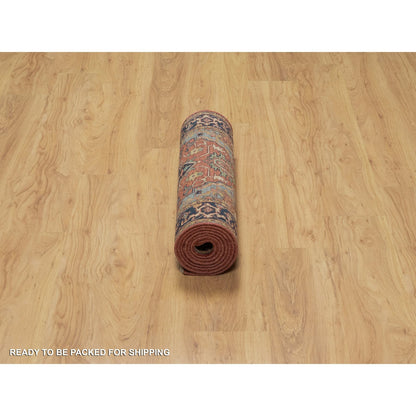 Heriz Wool Hand Knotted Rug Red 2.6x8.3 -O091384