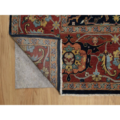 Heriz Wool Hand Knotted Rug Blue 8.11x12.2 -O091385