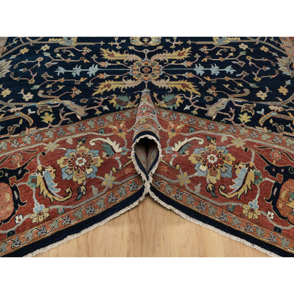 Heriz Wool Hand Knotted Rug Blue 8.11x12.2 -O091385