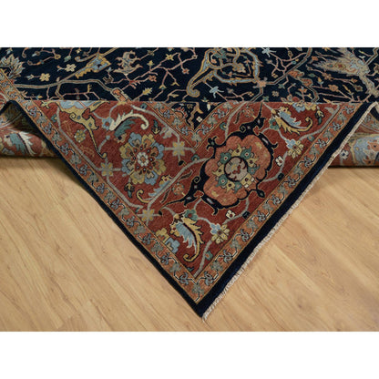 Heriz Wool Hand Knotted Rug Blue 8.11x12.2 -O091385