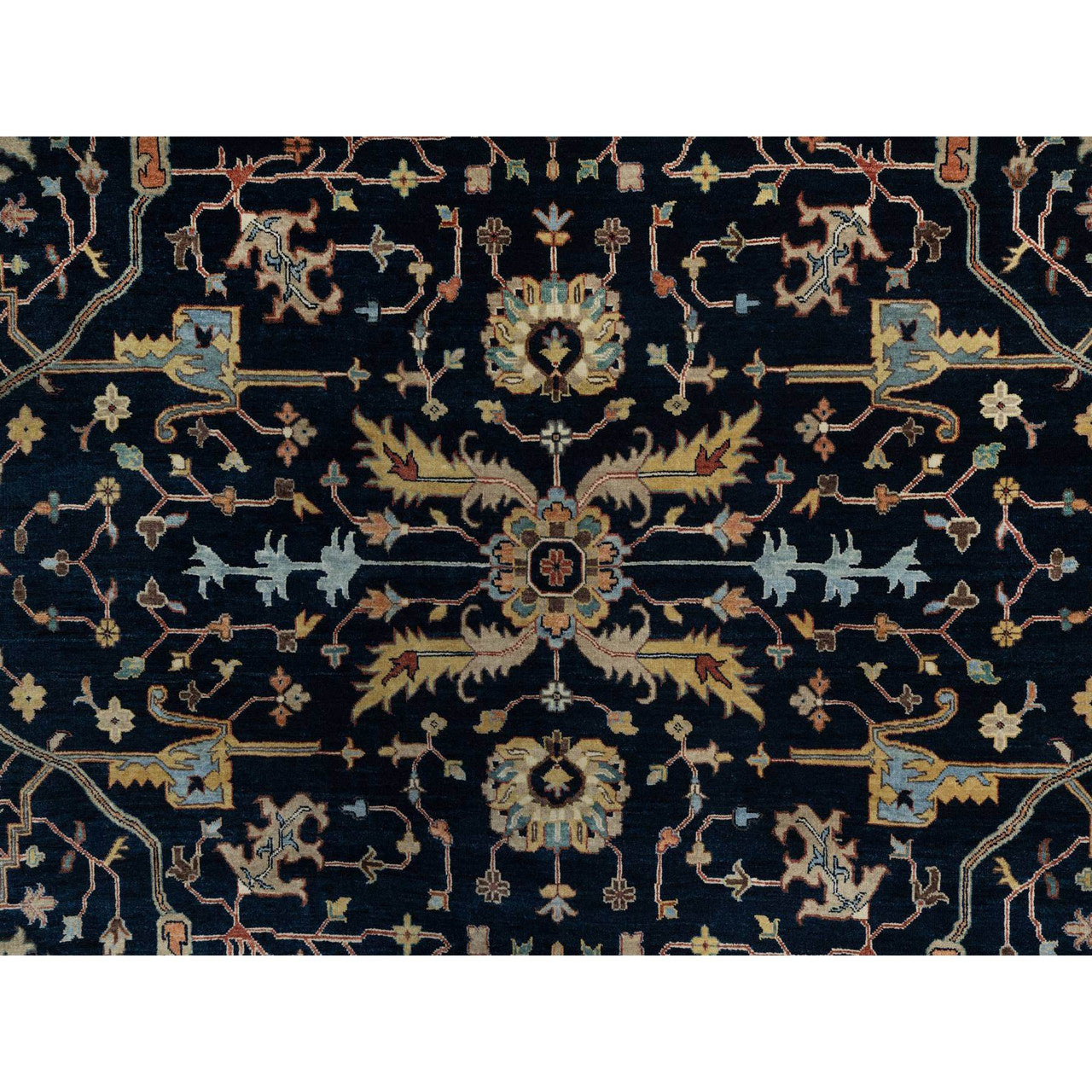 Heriz Wool Hand Knotted Rug Blue 8.11x12.2 -O091385