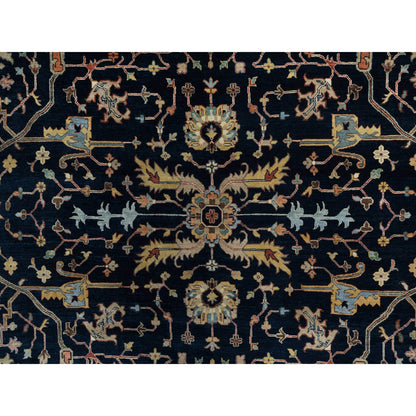 Heriz Wool Hand Knotted Rug Blue 8.11x12.2 -O091385