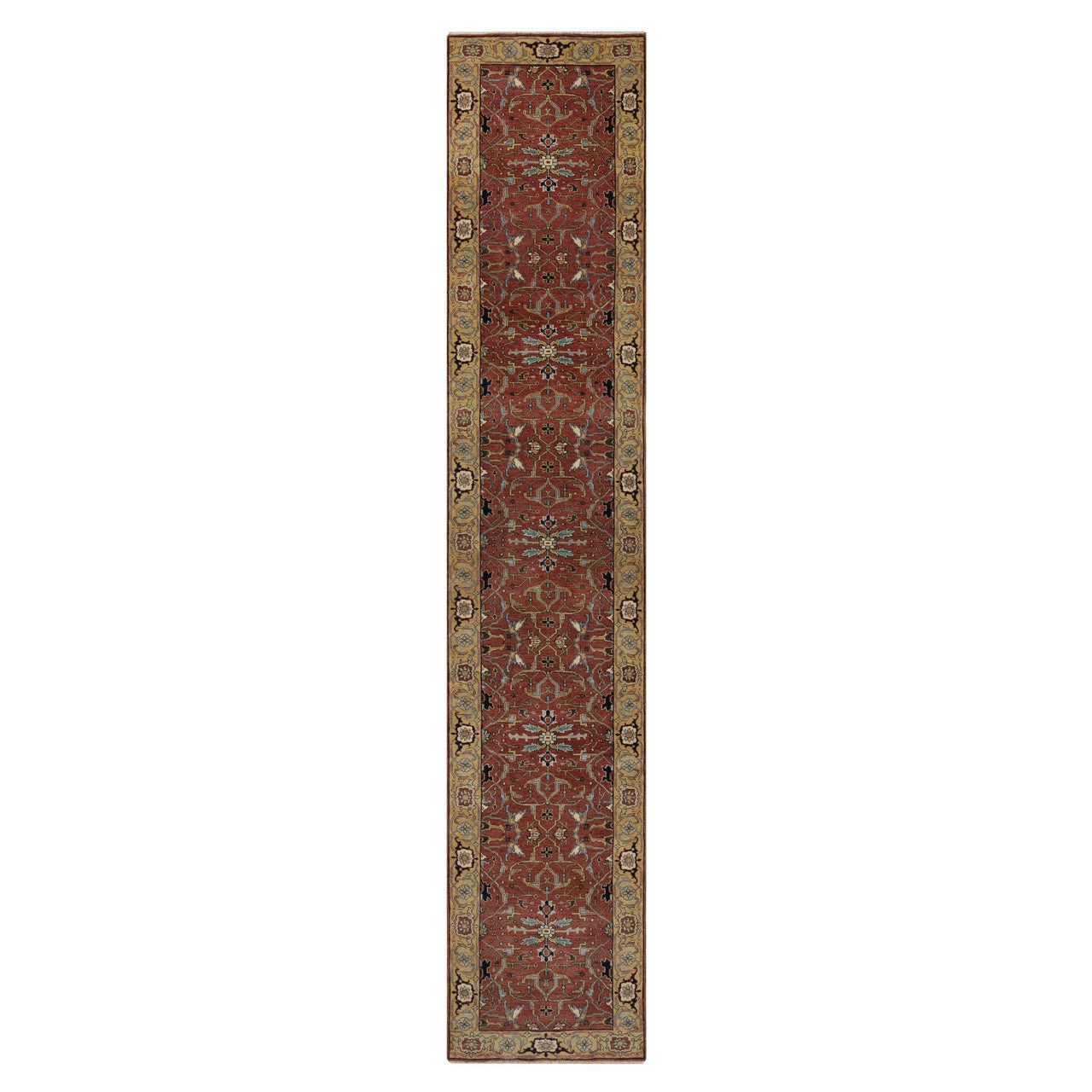 Heriz Wool Hand Knotted Rug Red 2.8x14.1 -O091387
