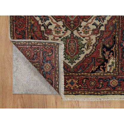 Heriz Wool Hand Knotted Rug Ivory 2.8x14.3 -O091388